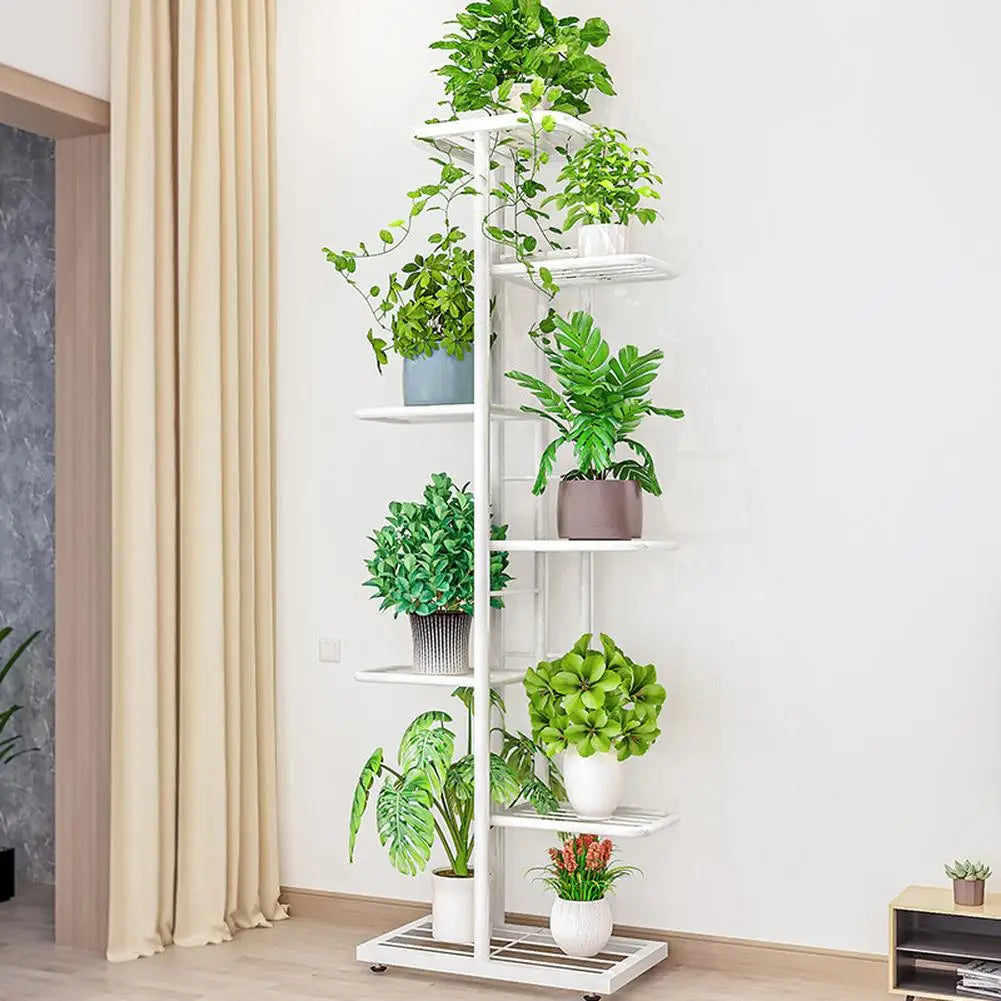 Estantería de Metal de 7 Niveles para Plantas, Estante Multicapa para Flores, Organizador que Ahorra Espacio para Balcones y Sala de Estar, para Interior y Exterior
