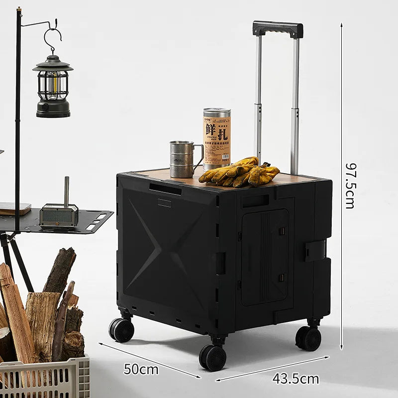 Carro de camping al aire libre, maleta trolley, herramientas de picnic, mesa de comedor plegable móvil para coche, carro de camping multifuncional