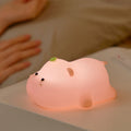 Luz de noche de cerdito rosa, linda lámpara de noche de silicona, lámpara de palmada LED, decoración de habitación, carga USB, lámpara de ambiente interior, regalo para niños