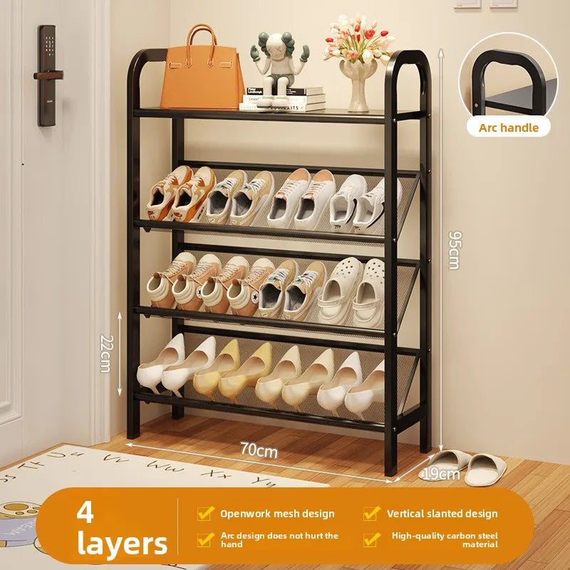 Zapatero de acero para puerta, doméstico, sencillo, ahorro de espacio, metálico, multi-capa, armario estrecho para zapatos