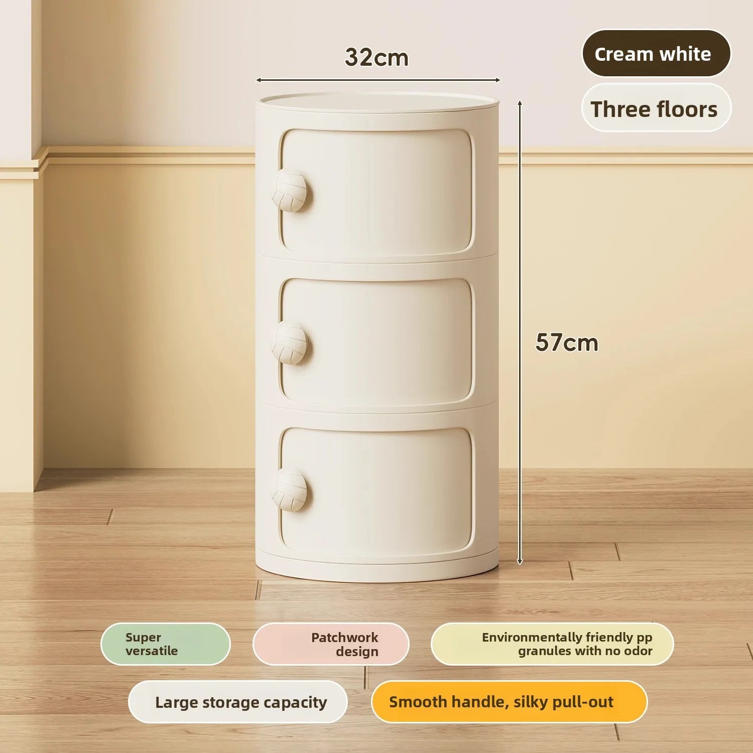 Bedside table Cream wind multi-layer cylindrical bedroom locker Ornament storage cabinet