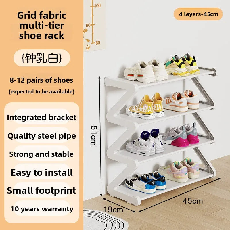Zapatero sencillo Estante de almacenamiento multifuncional Zapatero en forma de Z multicapa Zapatero para dormitorio doméstico