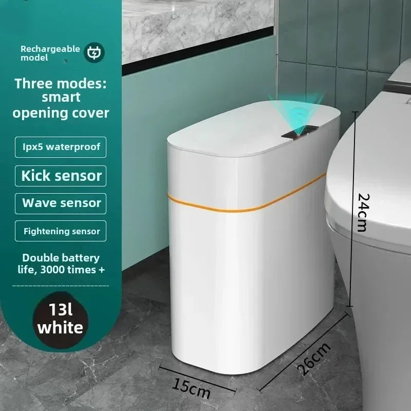 Cubo de basura inteligente automático tipo inducción, versátil, para sala de estar, lujo ligero, inodoro eléctrico, baño, cubo sanitario