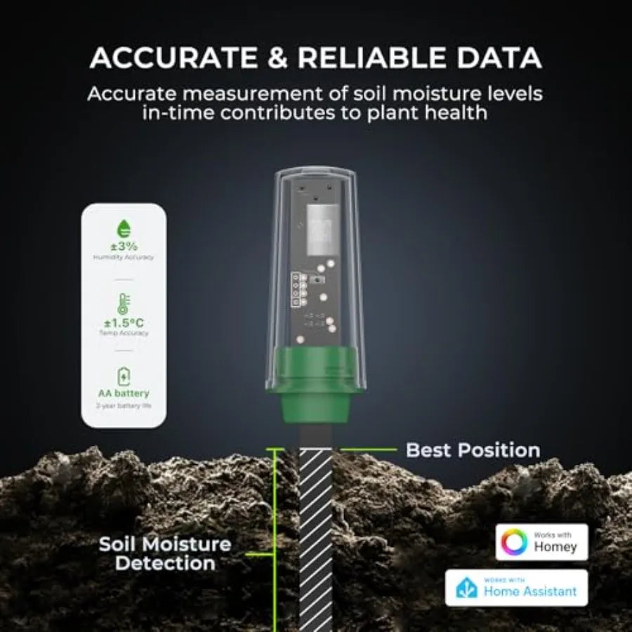 Sensor inteligente de humedad del suelo, se necesita concentrador Zigbee, medidor capacitivo de humedad/temperatura para plantar en el jardín, compatible con Ho