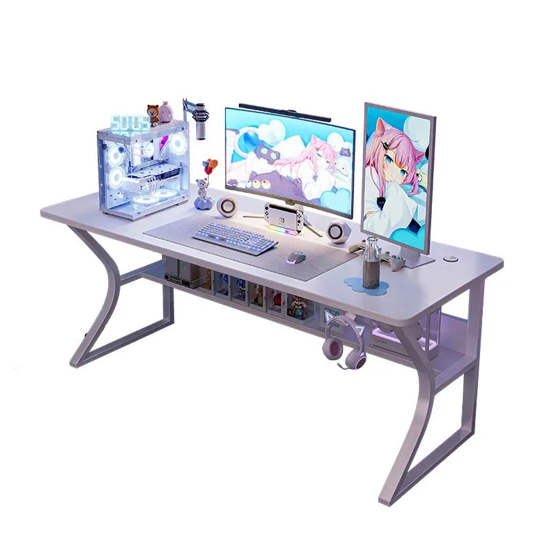 Escritorio de ordenador blanco para juegos Silla Conjunto de oficina en casa Estudio Dormitorio Plegable Simple Ergonómico Moderno Mesa para portátil Muebles