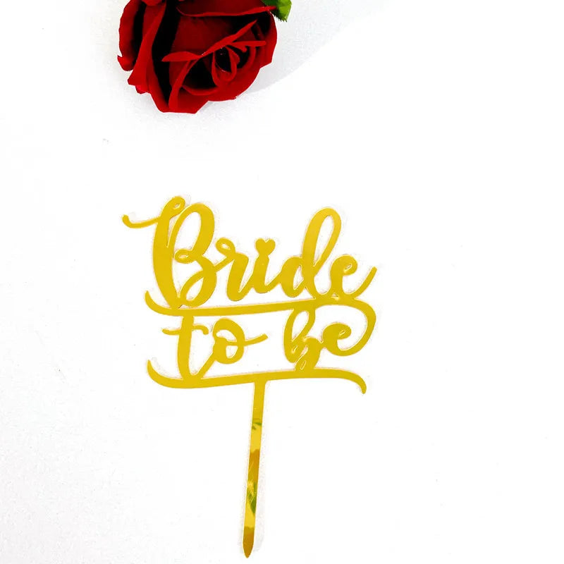 New MR&MRS Happy Wedding Cake Topper Gold Black Acrylic Ring Groom Bride Cake Topper Wedding Engagement Party Dessert Decoration
