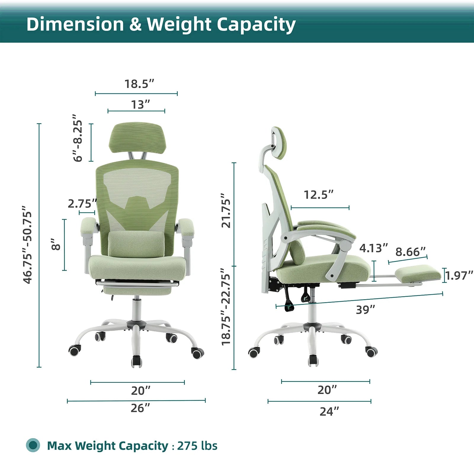 JHK Silla de Juego Reclinable Ergonómica de Malla de Respaldo Alto para Sala de Estar con Balancín, para Ordenador, Giratoria con Ruedas y Cojín de Soporte Lumbar