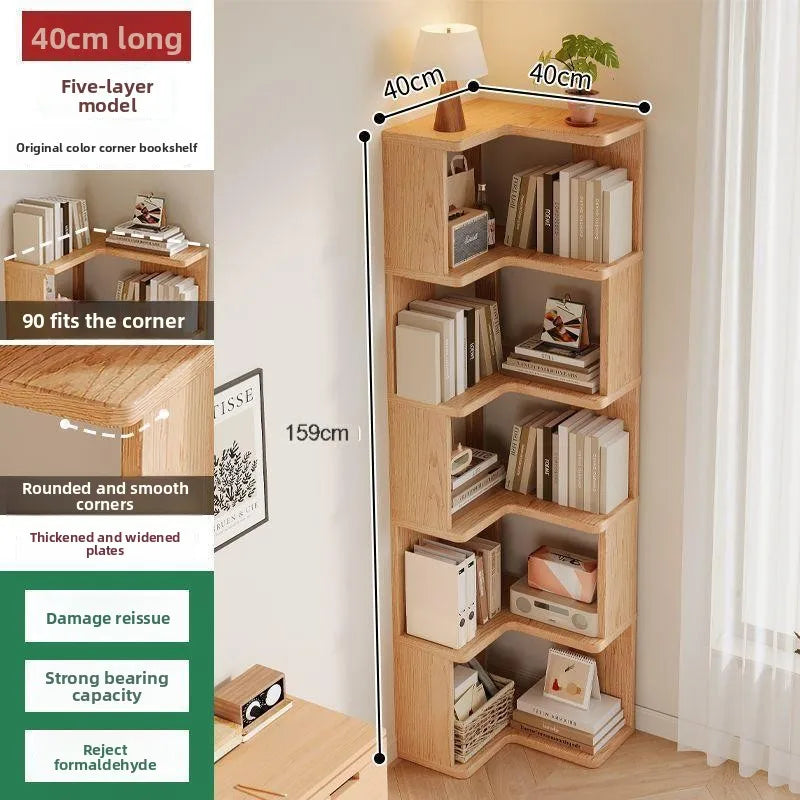 Estantería esquinera de madera maciza Estante de pie Mueble esquinero multicapa Almacenamiento organizador