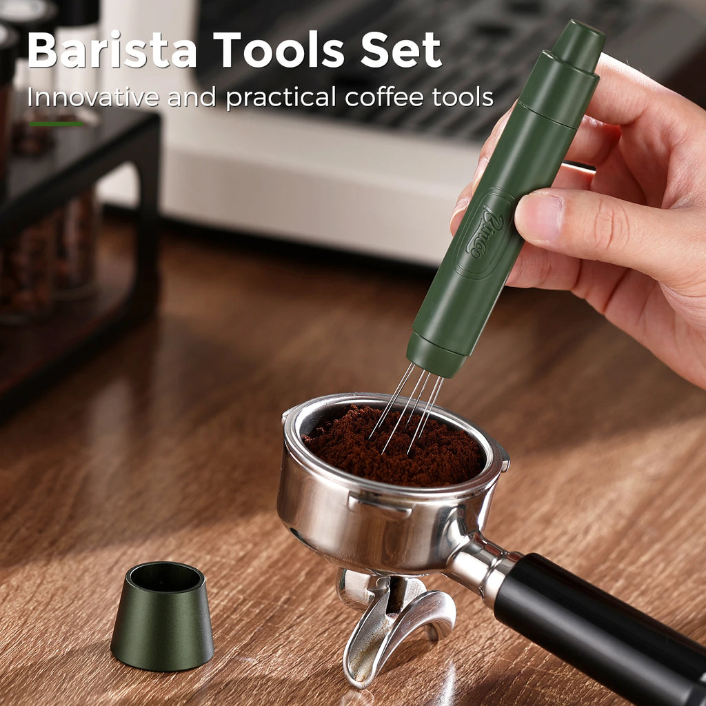 Bincoo Aguja de distribución de espresso profesional, magnética, telescópica, de acero inoxidable, rompe-grumos, perfecta para remover