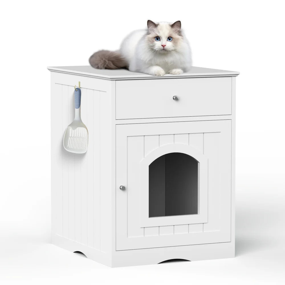 Arenero de madera para gatos con cajón, caseta para mascotas, jaula para gatos de interior, mesita de noche, mesa auxiliar, muebles para mascotas