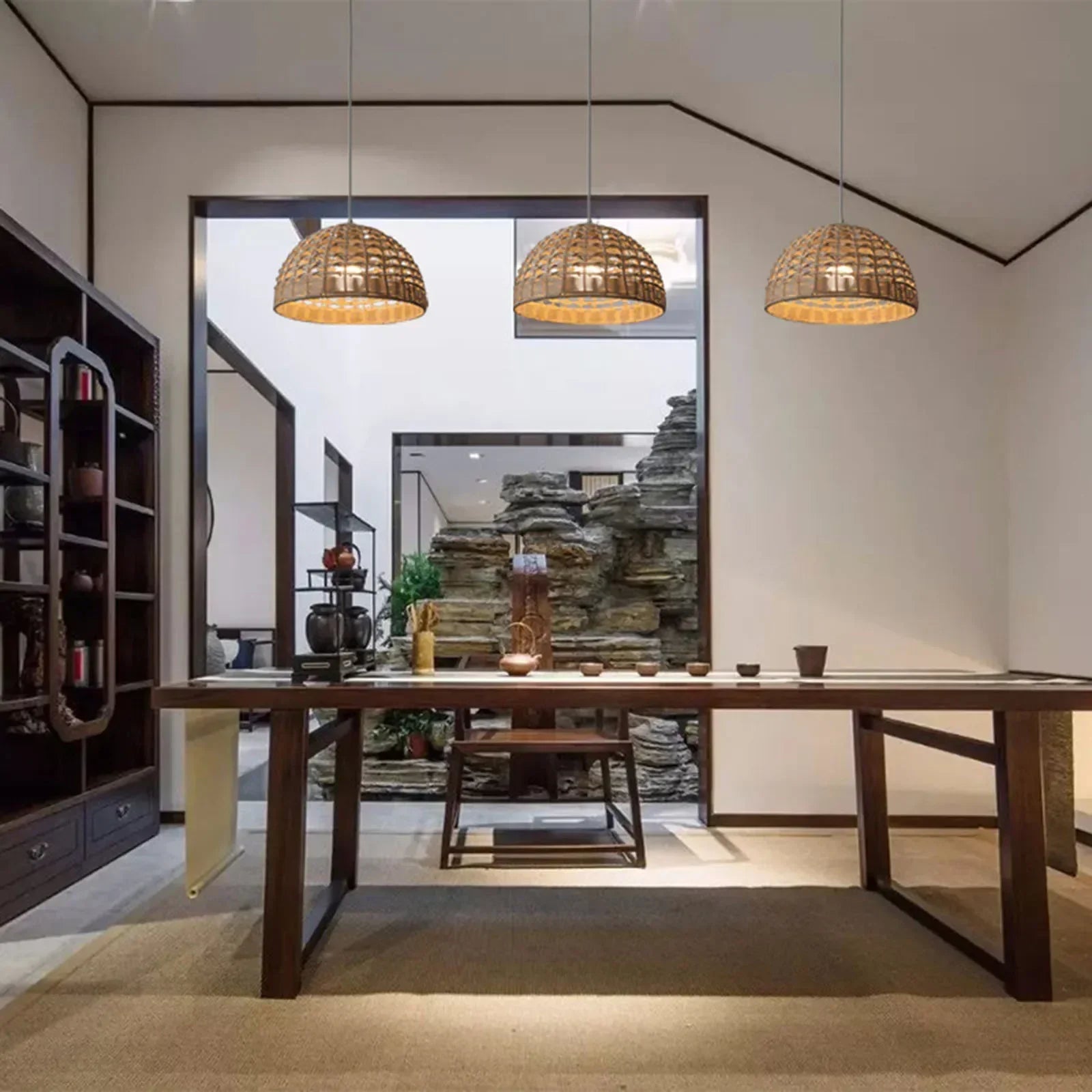 Lámpara de araña de ratán Pantalla de lámpara colgante de mimbre tejido natural para decoración de hogar y restaurante Lámpara de mimbre de bambú tejida a mano