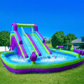 Tobogán acuático hinchable doble  Tobogán acuático hinchable de gran calidad con piscina para adultos y niños Incluye soplador Juego acuático para exteriores