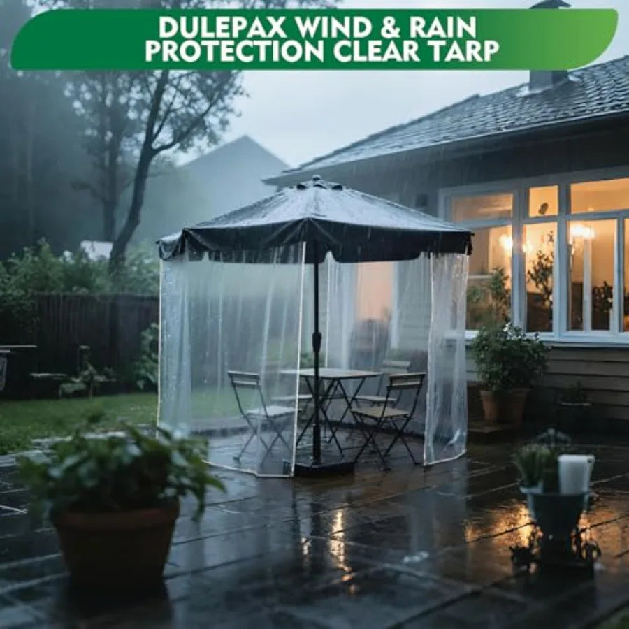 Lona Transparente Resistente con Ojales 5x7 Pies Lona de PVC Impermeable de 14 Mil para Cerramiento de Patio Cubierta de Invernadero Techo de Porche