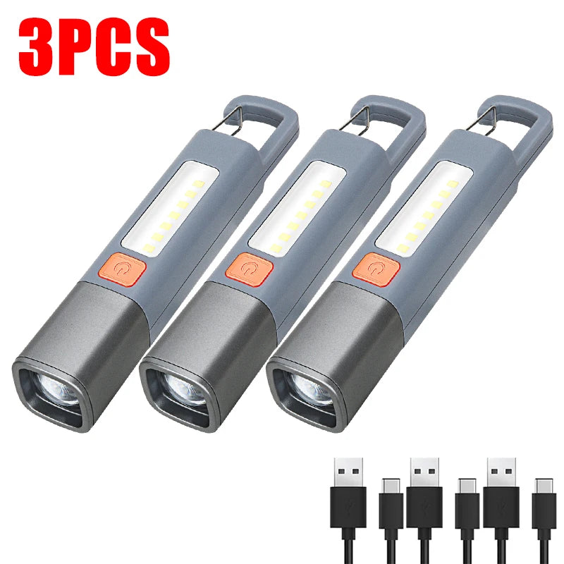 1-10PCS Super Bright LED Flashlight XPE Torch Light With Hook Camping Light USB Rechargeable Zoomable Waterproof Flashlight