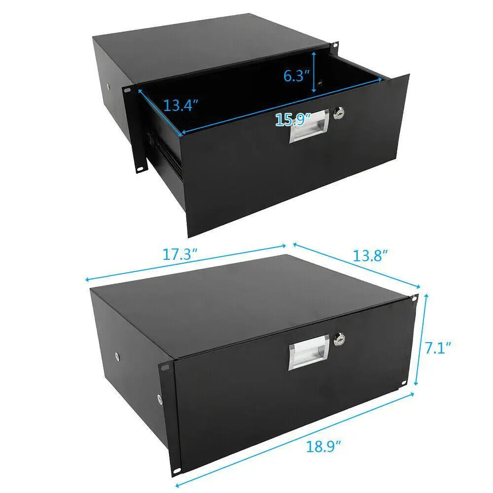 Estuche rack profesional de 4U, placa de acero de 19", cajón para DJ, gabinete para equipos con llave