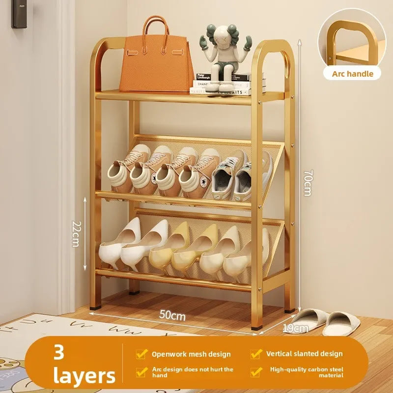 Zapatero de acero para puerta, doméstico, sencillo, ahorro de espacio, metálico, multi-capa, armario estrecho para zapatos