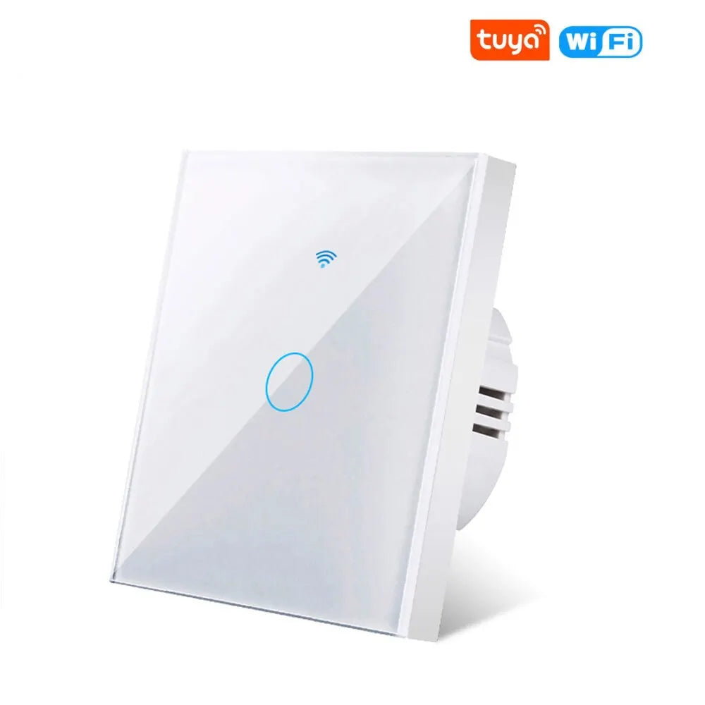 Tuya Wifi Smart Interruptor de Luz de Pared 1/2/3 Gang EU Interruptor Táctil Rf433 Control Remoto Inalámbrico Para Alexa Google Home Control por Voz