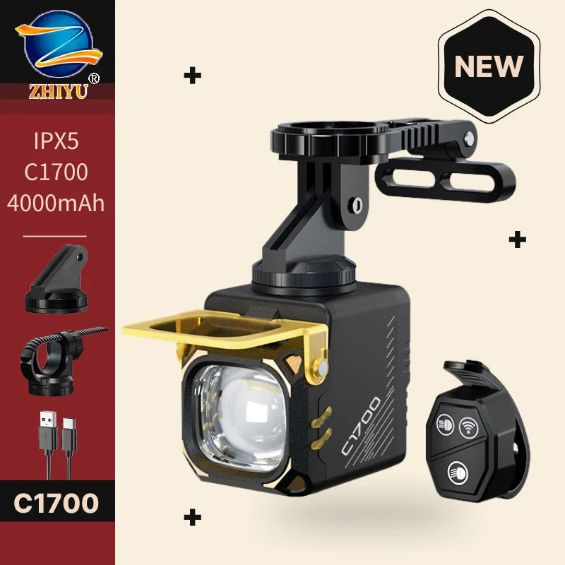 1700 lúmenes ZHIYU faro de bicicleta linterna de bicicleta manillar tipo C MTB carretera luz alta C1700 lámpara delantera accesorios de bicicleta