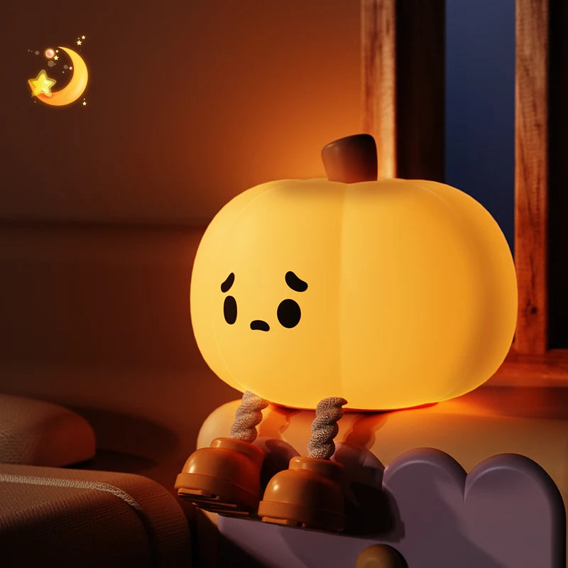 Cute Silicone Night Lamp Pumpkin Night Light Halloween Ghost Witch Decoration Dimmable Timer Bedside Decoration Children Gift