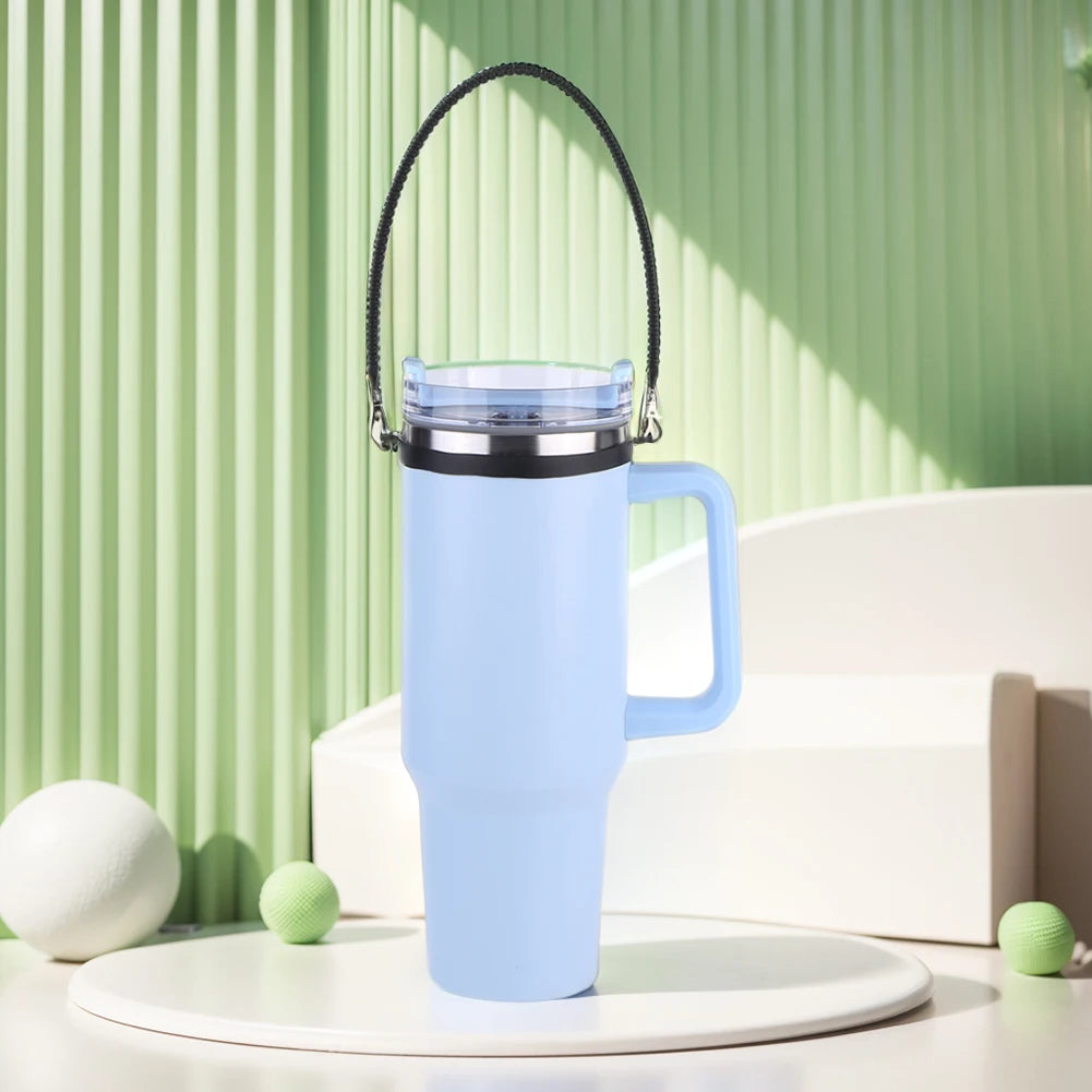 Mango de silicona suave para botella de agua, soporte portátil de silicona para botella térmica con correa, accesorios para vaso Stanley