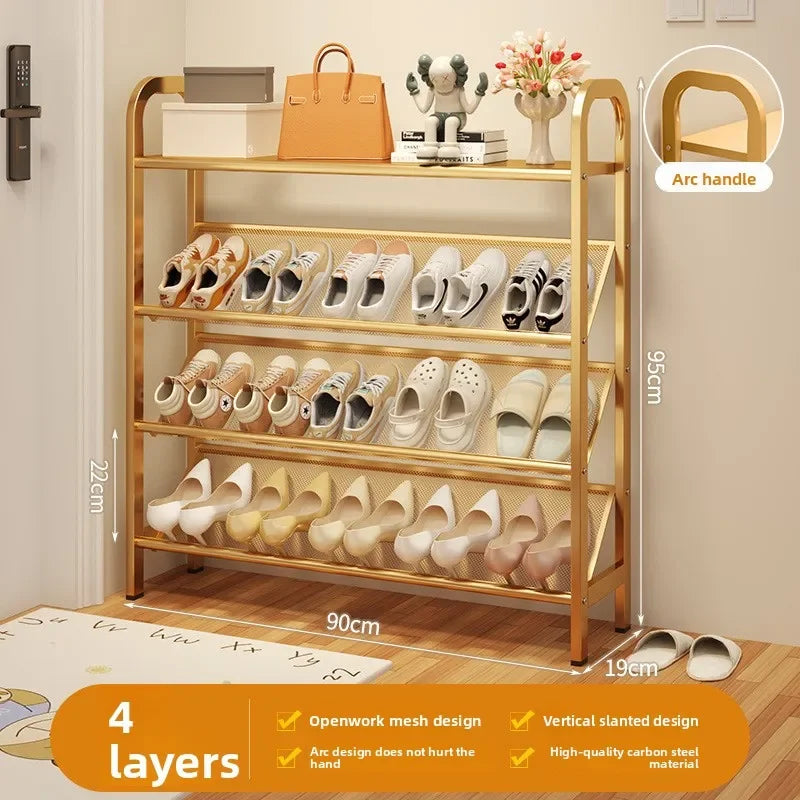 Zapatero de acero para puerta, doméstico, sencillo, ahorro de espacio, metálico, multi-capa, armario estrecho para zapatos