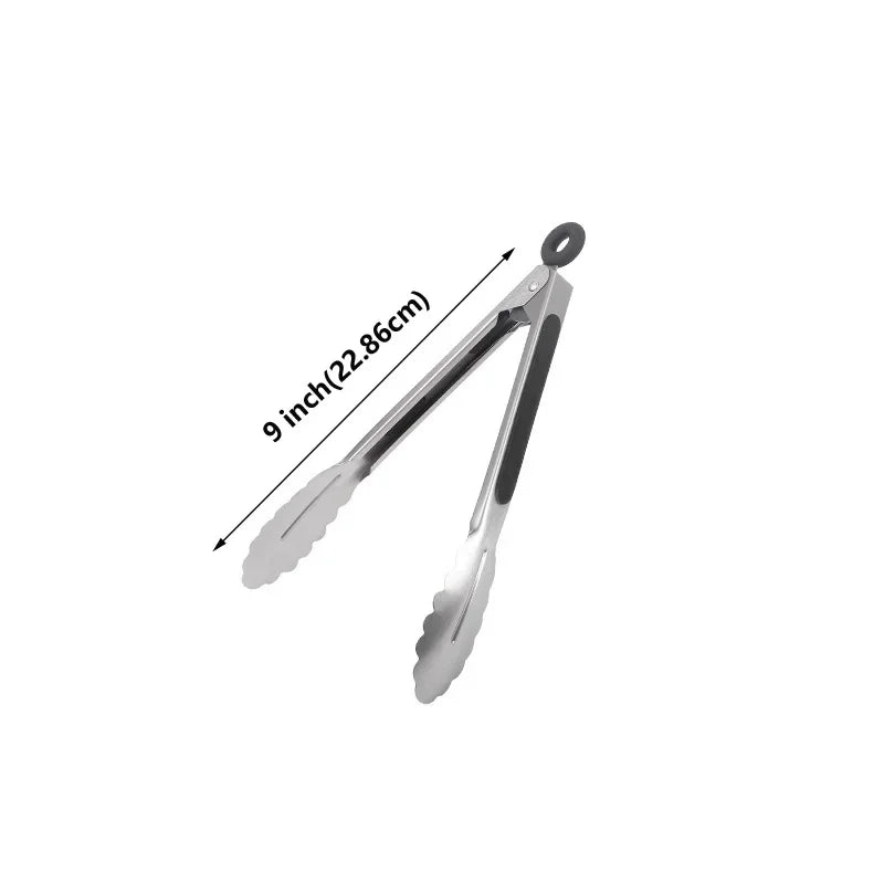 Pinzas de acero inoxidable para barbacoa de 9/12/16 pulgadas, clip antideslizante para ensalada, pinzas para pan, pinzas para barbacoa y cocina
