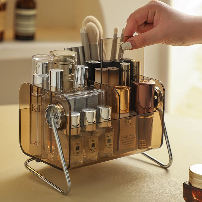 Vintage Cosmetic Storage Box Stationery Storage Dressing Lipstick Eye Shadow Brush Makeup Brush Drum Removable Storage Rack