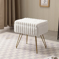Elegante taburete de tocador de piel sintética con almacenaje - Suave y cómoda silla otomana para maquillaje y relajación