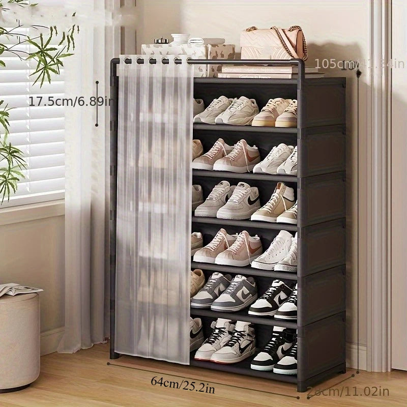 Zapatero plegable a prueba de polvo con base antideslizante, fácil de limpiar, estante de almacenamiento multicapa para zapatos y accesorios