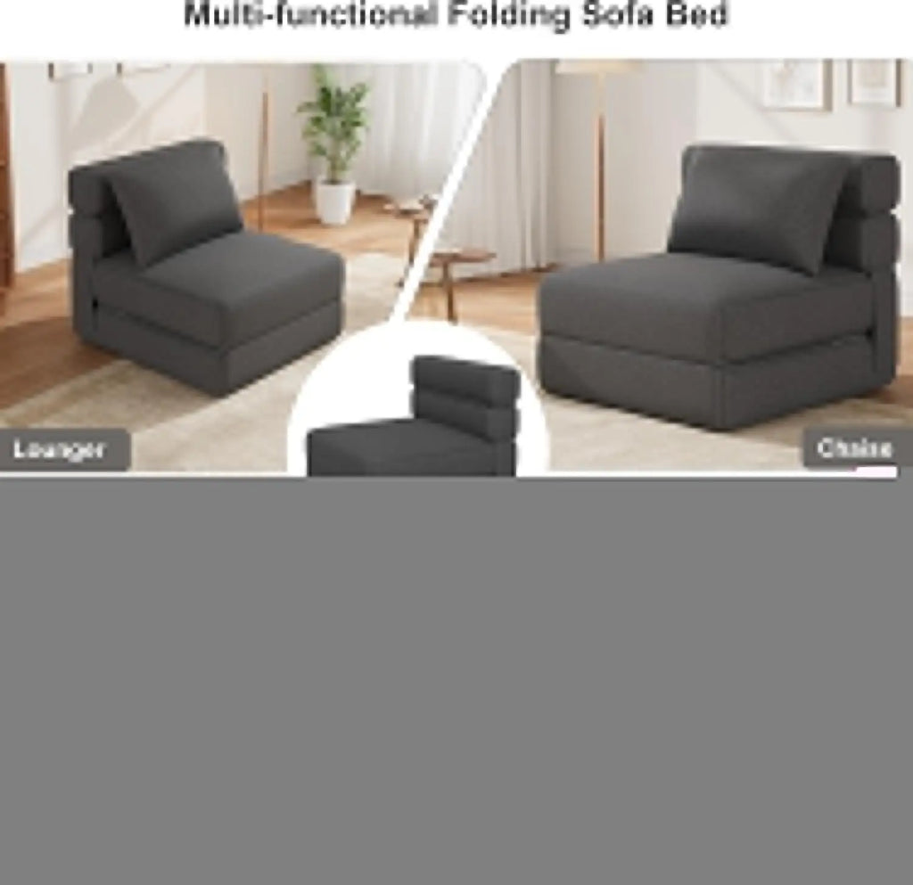 Sofá cama plegable convertible con almohada, sofá individual cómodo, espuma viscoelástica de alta densidad, funda de lino extraíble