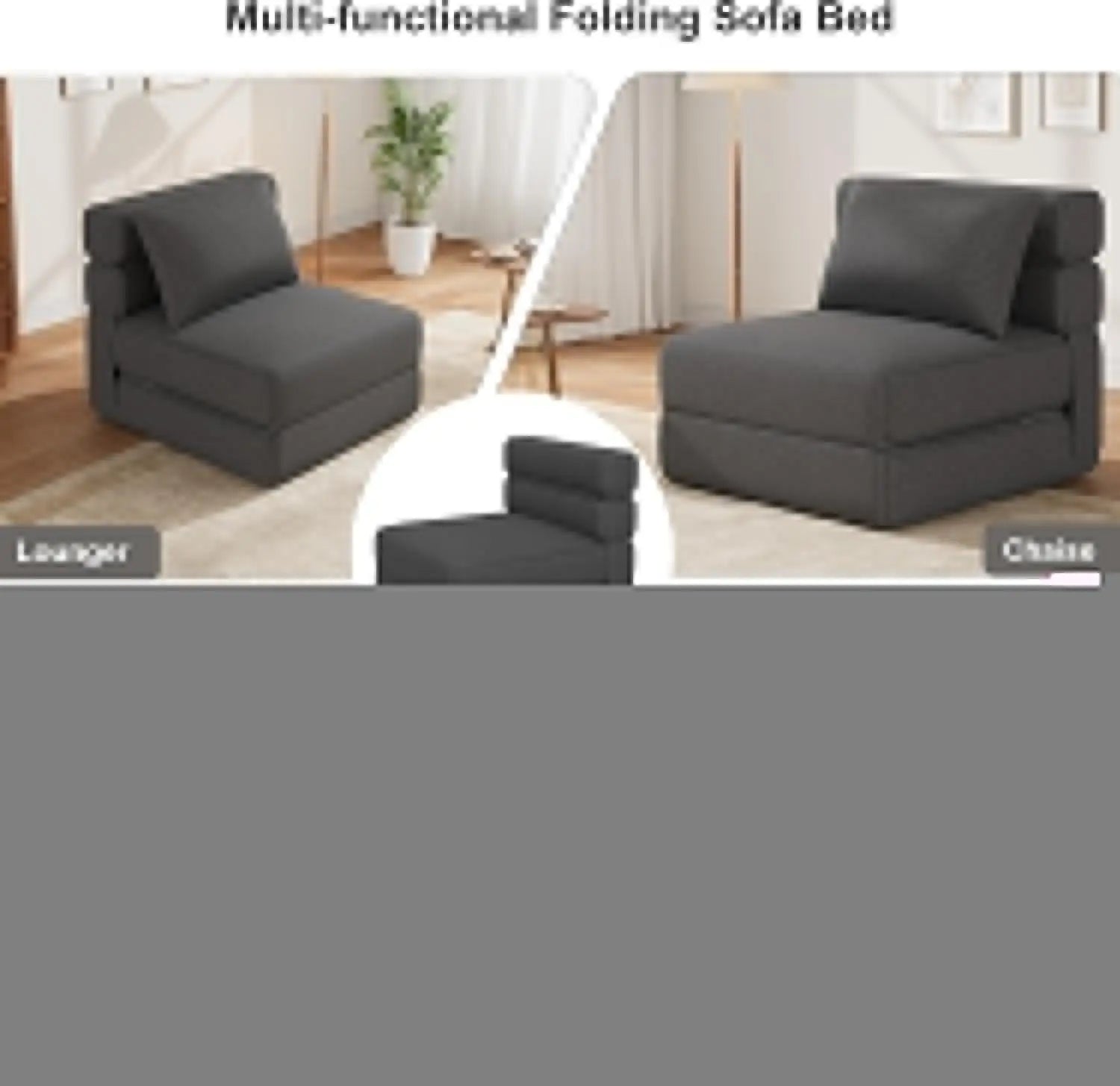 Sofá cama plegable convertible con almohada, sofá individual cómodo, espuma viscoelástica de alta densidad, funda de lino extraíble