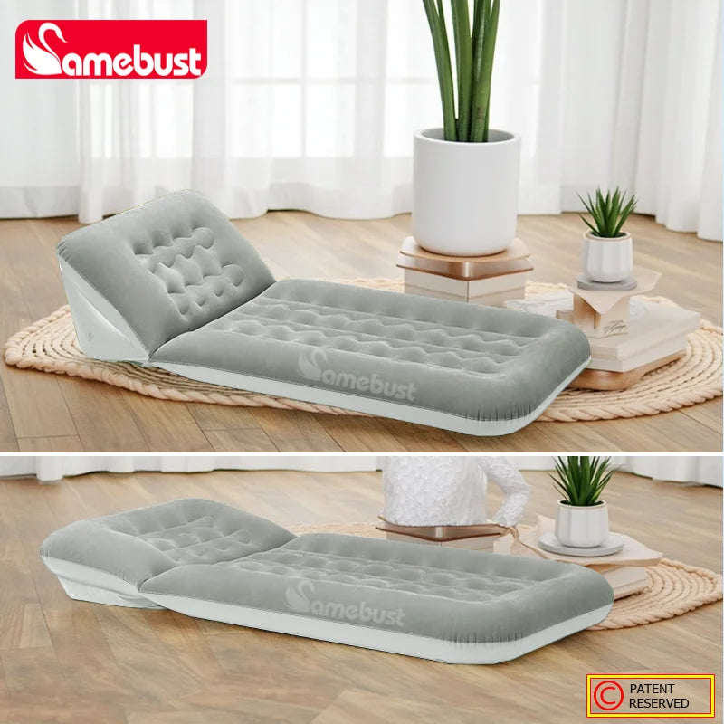 CAMEBUST Colchón de aire interior plegable inflable Sofá cama ajustable Colchoneta para dormir para uso en el hogar y al aire libre Marrón/Gris