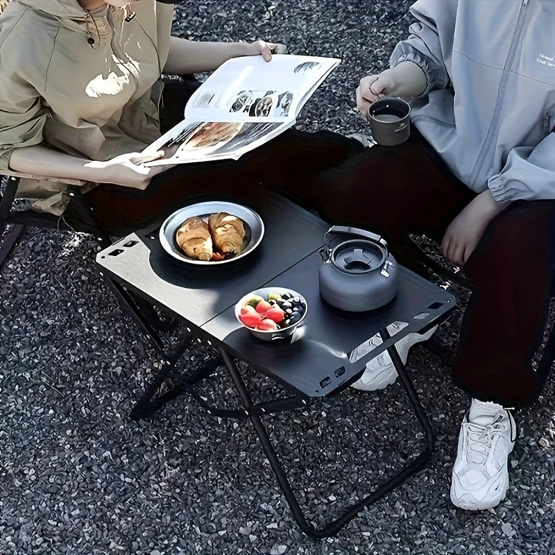Mesa de camping plegable ligera, escritorio de picnic con asa de transporte, base de trípode, ideal para actividades al aire libre, accesorios de camping