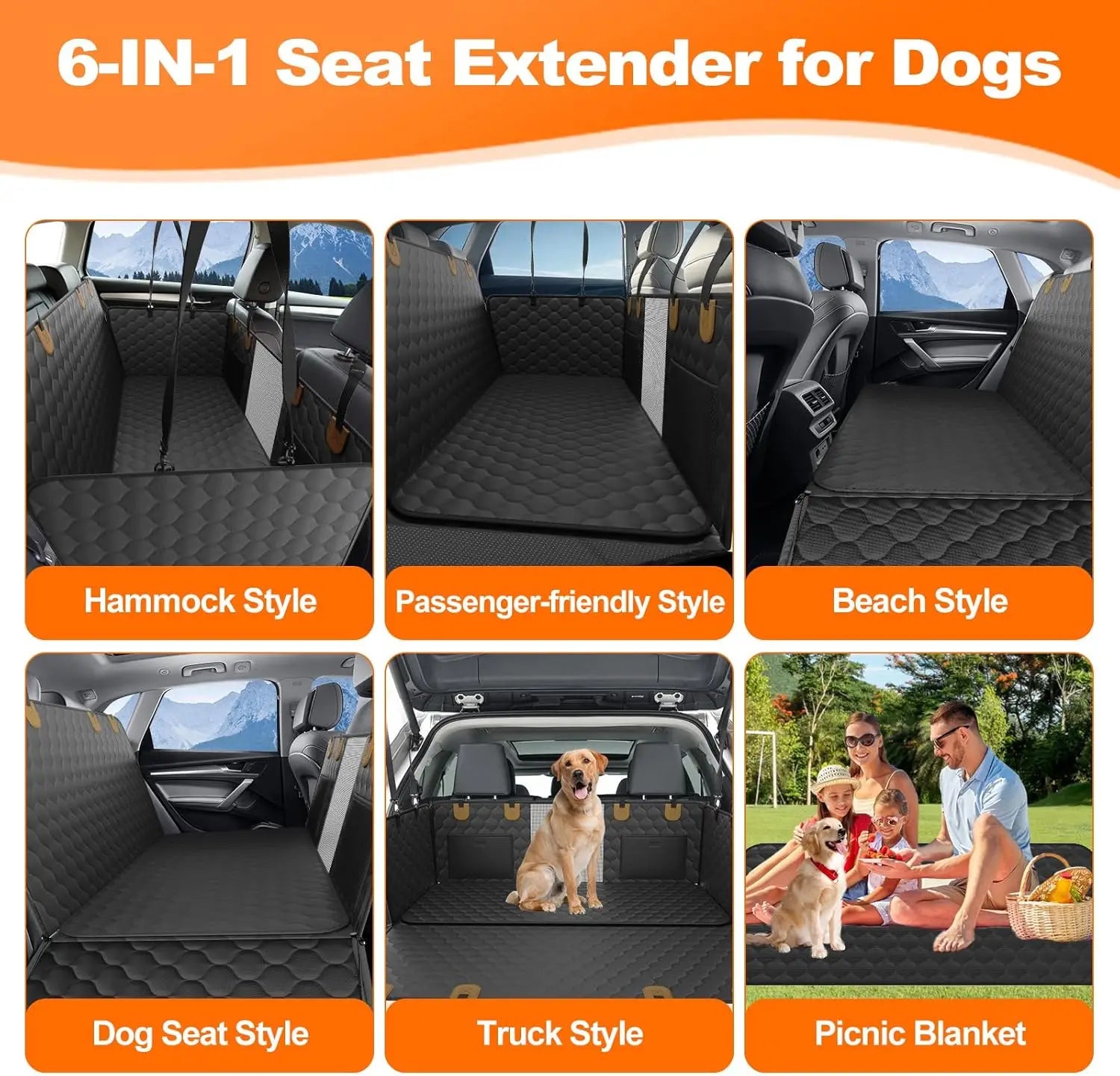Funda de asiento de coche para gatos para el asiento trasero, 100% impermeable, a prueba de arañazos, antideslizante, 600D de alta resistencia, a prueba de arañazos, duradera