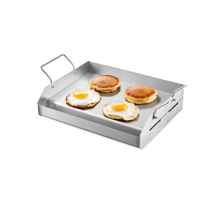 Plancha de acero inoxidable de 43x33 cm, placa rectangular universal de superficie plana para parrilla de gas, barbacoa, teppanyaki, utensilios de cocina portátiles con asa