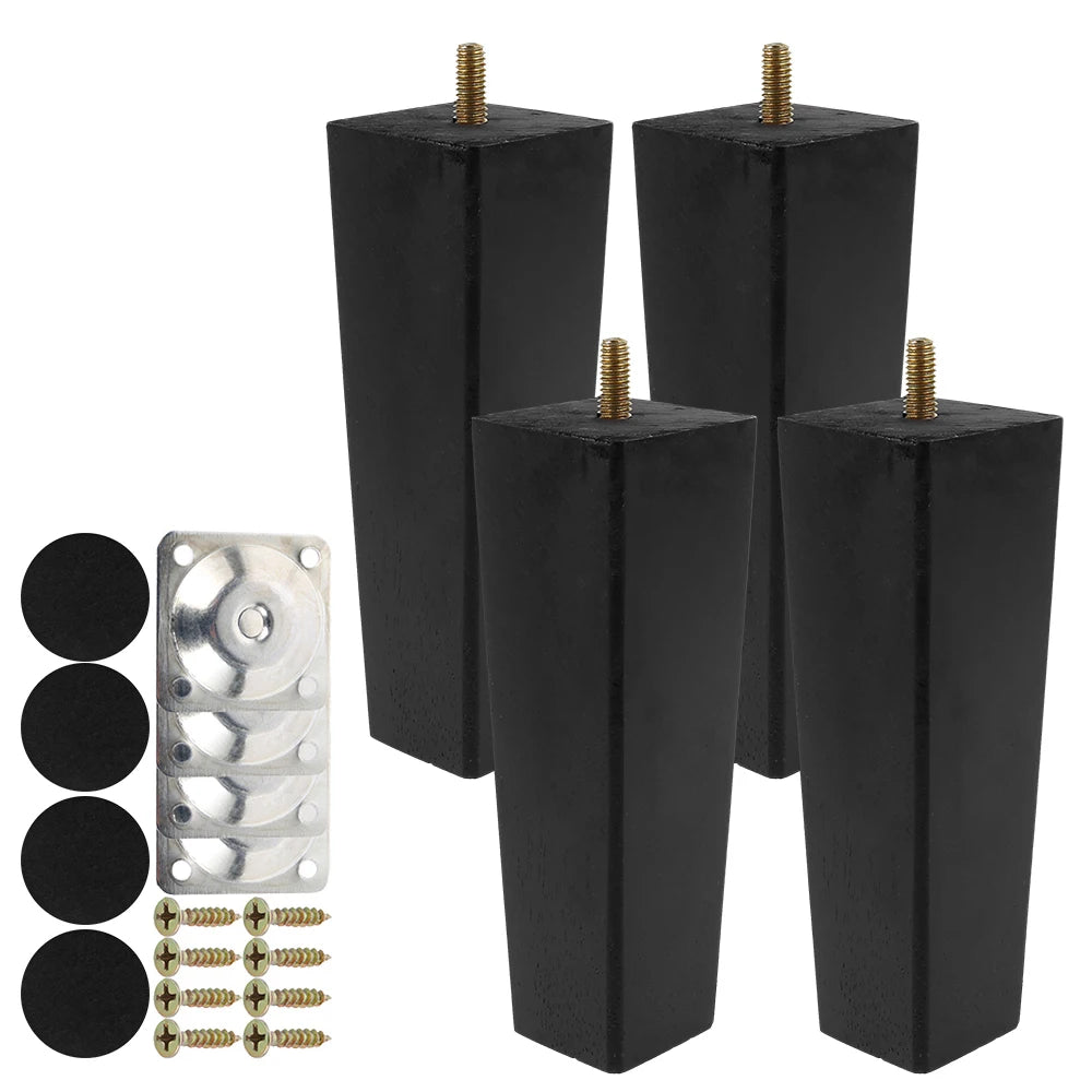 4 patas cuadradas para muebles de 6/10/15 cm, patas de muebles de madera maciza para cama, sofá, mesa, patas de repuesto para silla, sofá, armario