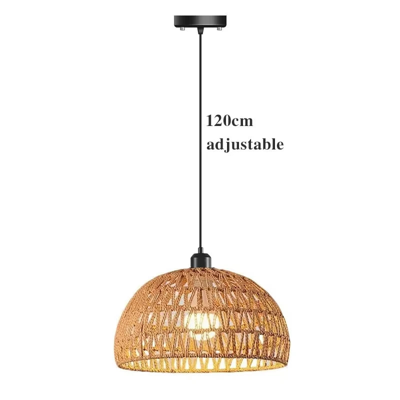 Lámpara de araña de ratán Pantalla de lámpara colgante de mimbre tejido natural para decoración de hogar y restaurante Lámpara de mimbre de bambú tejida a mano