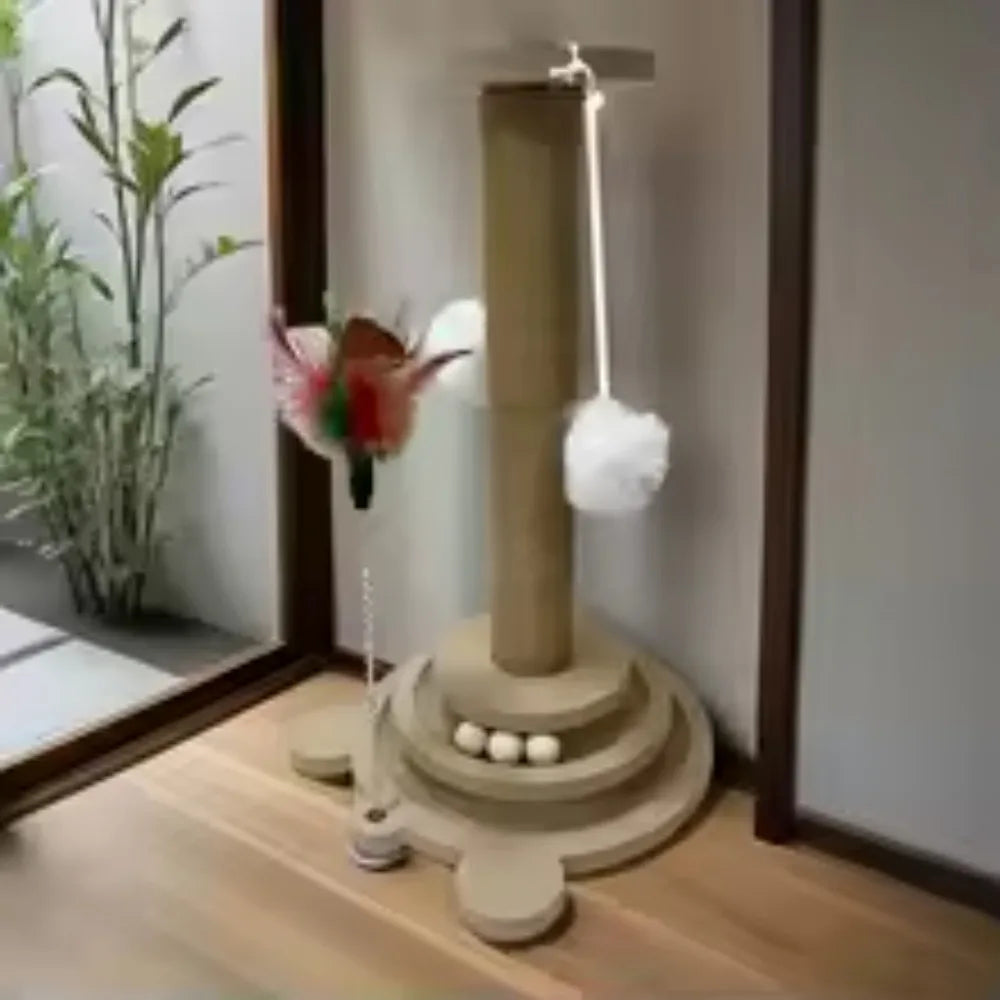 Rascador Alto de Sisal para Gatos con Bola Colgante - Rascador Vertical Premium para Gatos y Gatitos de Interior, Juguete Interactivo Incluido