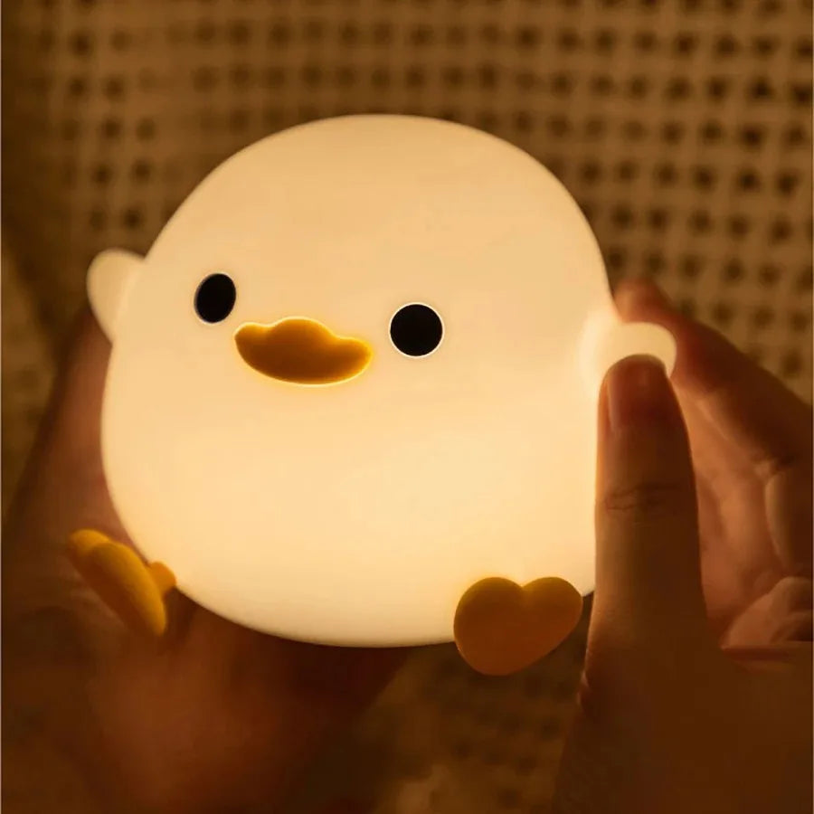 GGbingo Luz de Noche Recargable LED de Silicona con Forma de Animal de Dibujos Animados para Niños, Lámpara con Sensor Táctil, Temporizador, USB, Decoración para Habitación Infantil