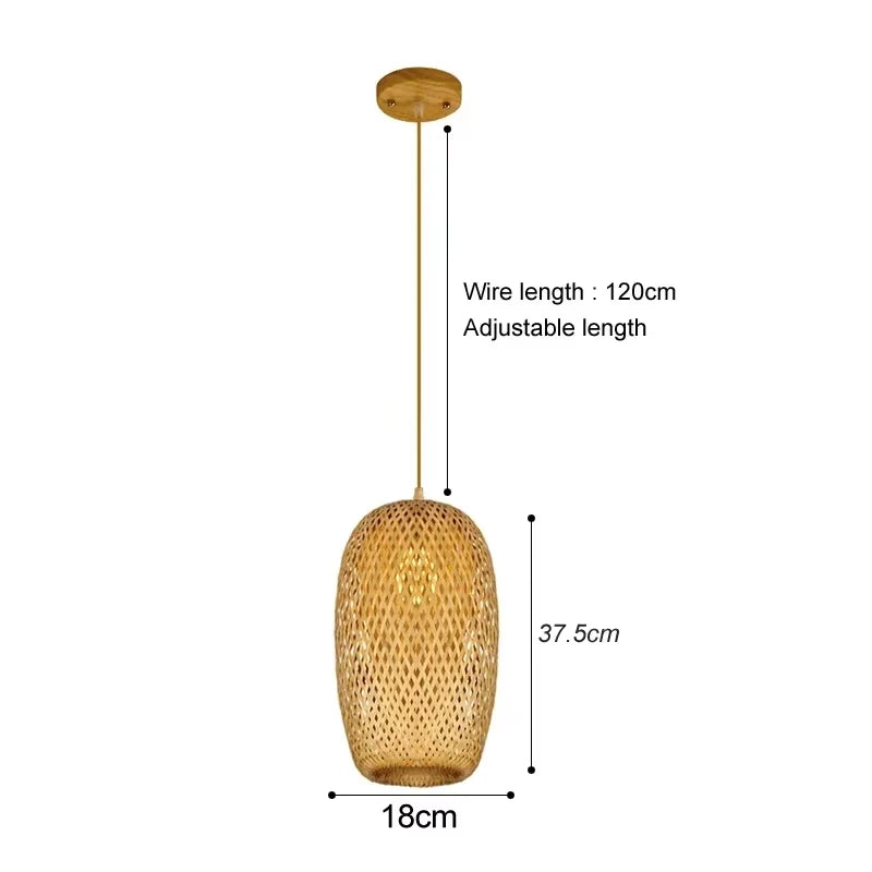 Lámpara de araña de ratán Pantalla de lámpara colgante de mimbre tejido natural para decoración de hogar y restaurante Lámpara de mimbre de bambú tejida a mano