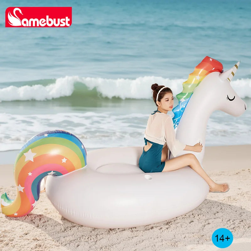 Camebust Hinchable Flotante Piscina Flotadores Unicornio Jinete Animal Flotadores Piscina Tumbona de Agua Decoración de Fiesta