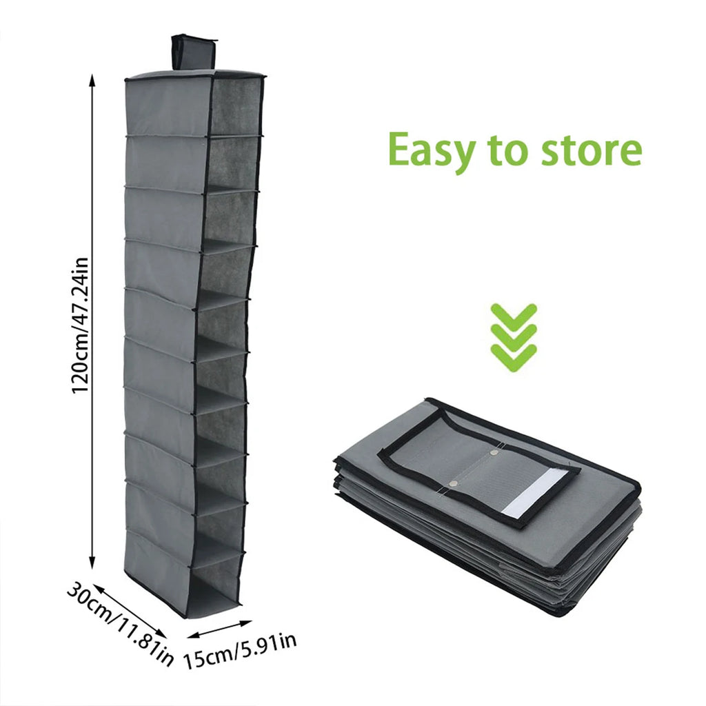 10 Layer Shoe Box Storage Hanging Bag Non-Woven Fabric Hanging Shoe Shelves Collapsible Wardrobe Storage Organizer for Shelves