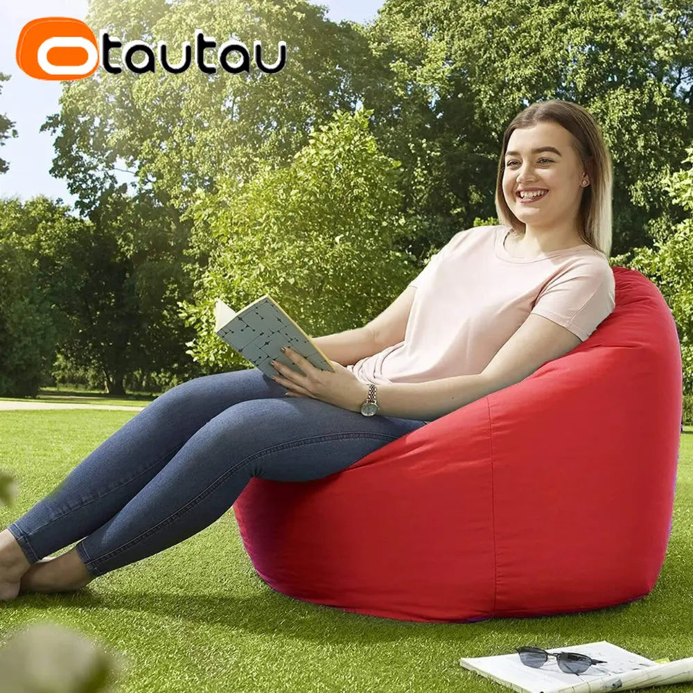OTAUTAU Funda de puf impermeable para exteriores sin relleno, jardín, playa, piscina, puf flotante, silla Oxford para niños y adultos