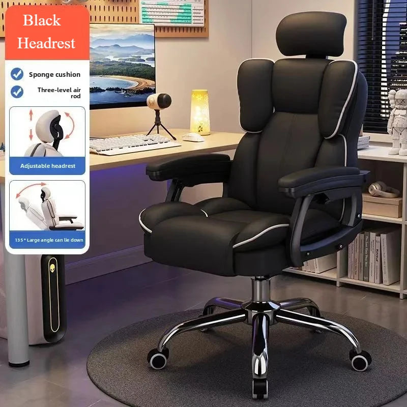 Silla de ordenador reclinable cómoda silla de juego sedentaria respaldo sofá silla de escritorio dormitorio silla giratoria de estudio en vivo muebles