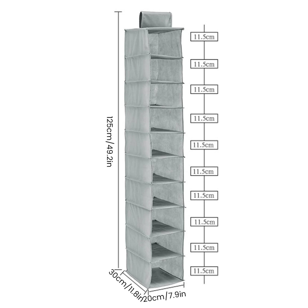 Hanging Shoe Organizer Non-woven Shoe Storage Shelf 10-Layer Foldable Hanging Shoe Rack Space Saving for Home Bedroom Closet