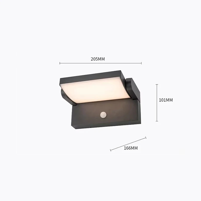 Lámpara de pared exterior impermeable IP65 con sensor de movimiento 18W LED 1500LM aplique de pared, luces para porche, balcón, jardín, iluminación exterior