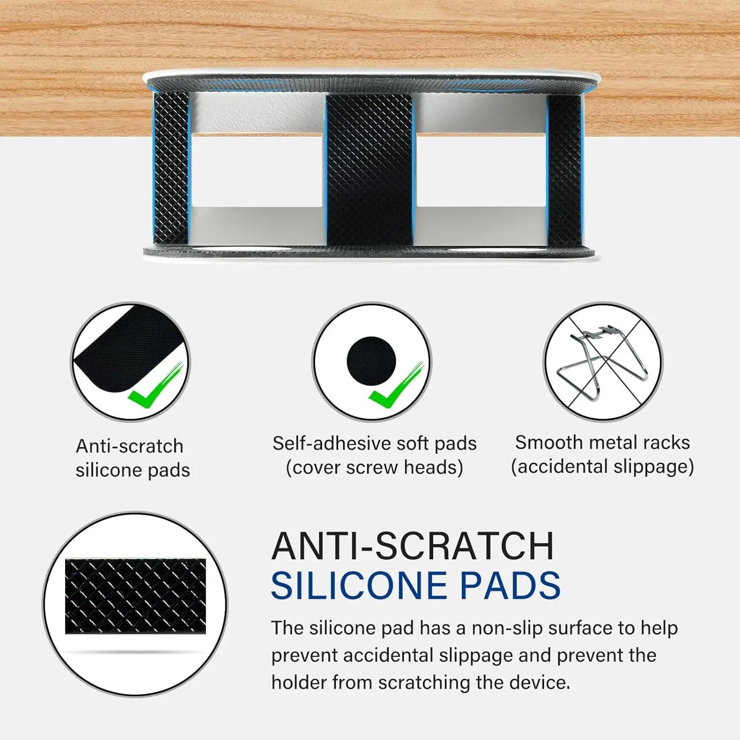 Soporte de almacenamiento para portátil debajo del escritorio, de metal, grosor 1.37", para MacBook, portátil, mini, teclado, router, con silicona antiarañazos