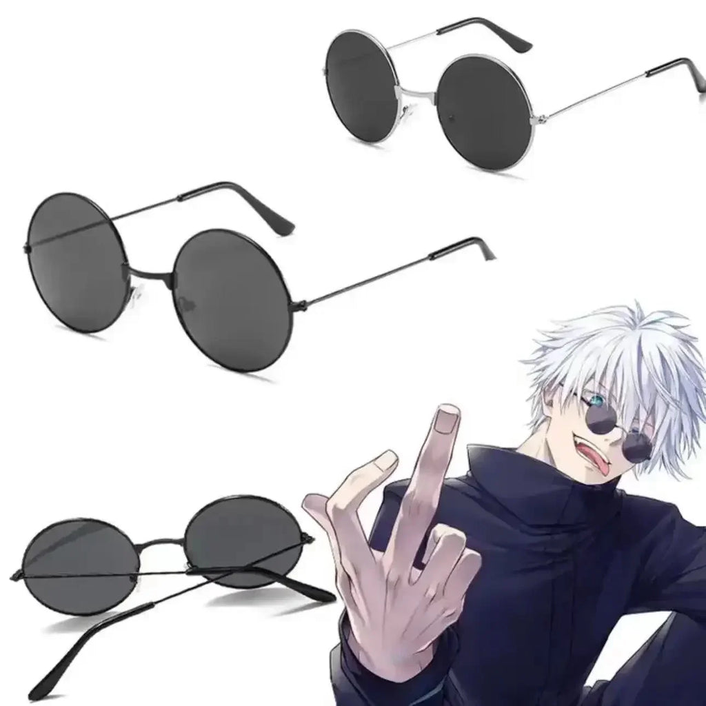 Gafas de Gojo Satoru de Anime Jujutsu Kaisen Gojo Satoru Cosplay Gafas Negras Gafas de Sol para Fiesta de Alta Calidad para Hombres y Mujeres, Atrezo