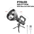Portable Powerful LED Flashlight Mountable Bracket Handheld Searchlight USB Rechargeable Spotlight Waterproof Torch Light