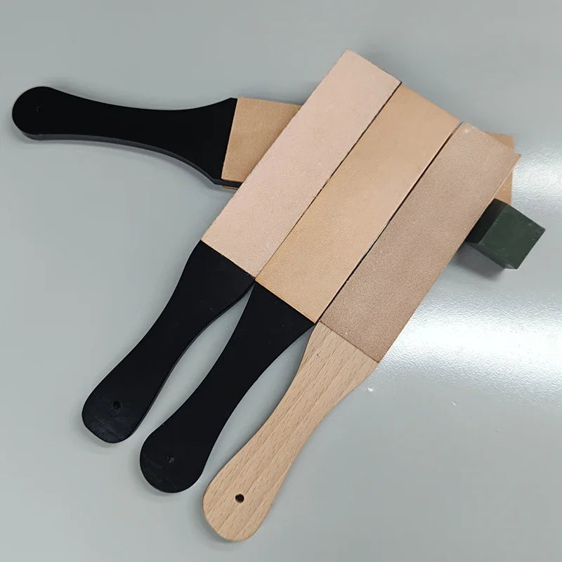 Asentador de cuero de doble cara para afilar cuchillos, kit de bloque de asentado con compuesto de pulido, asentador de doble cara para afilar cuchillos